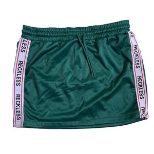 Young & Reckless Green Athletic Side Stripe Track Skirt XL‎